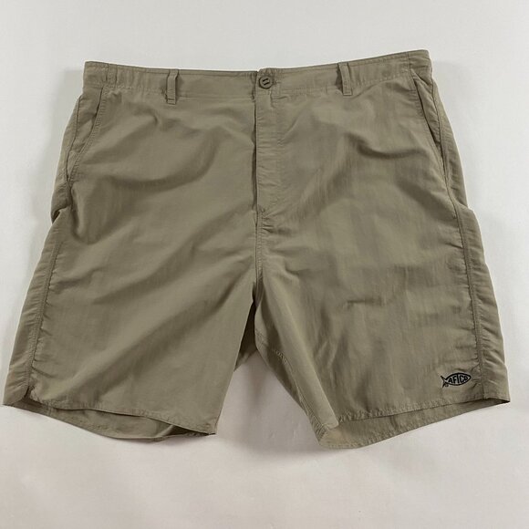 AFTCO Shorts Mens 42 Hybrid Fishing Swim Trunks Hiking Outdoors Khaki Drawstring - Picture 2 of 13
